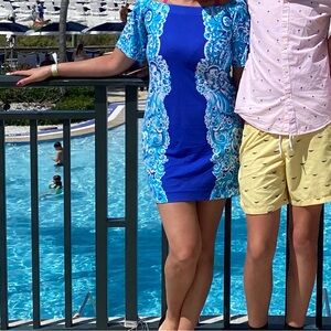 Lilly Pulitzer Blue and White off the shoulder dress